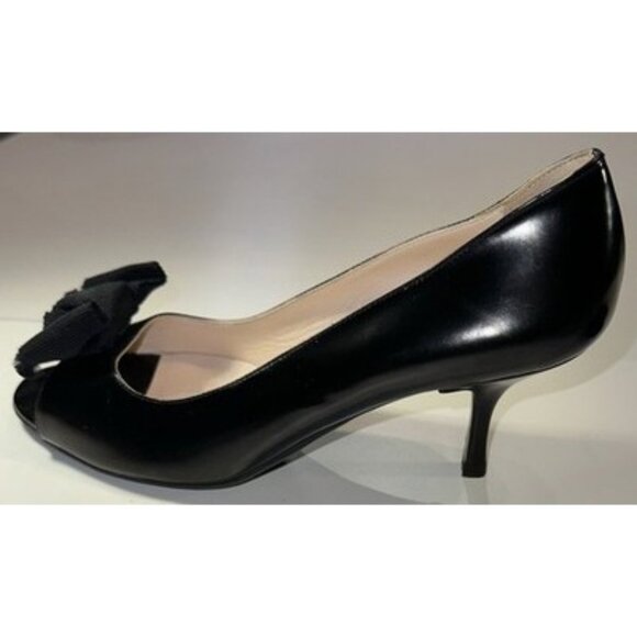 Prada Women's Open Toe Classic Pumps Patent Leather Black Size 6 - Picture 4 of 10